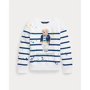 NWT Ralph Lauren Polo Bear Paint Splash Stripe Sweatshirt Size 6